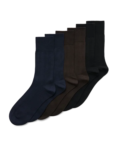 Men's ECCO® Ribbed Mid-Cut Socks - Black - M
