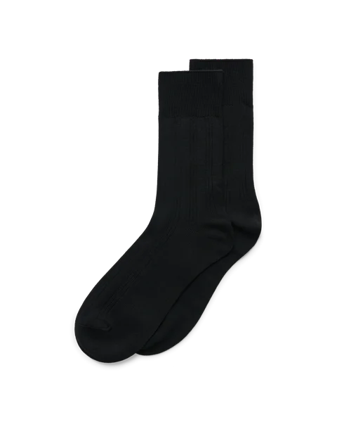 Men's ECCO® Ribbed Mid-Cut Socks - Black - O