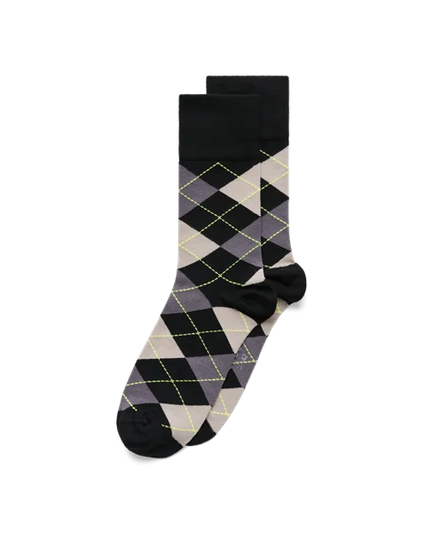 Men's ECCO® Mid-Cut Argyle Socks - Black - M