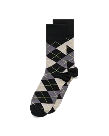 Men's ECCO® Mid-Cut Argyle Socks - Black - M