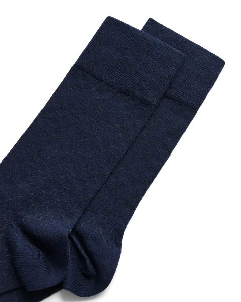 ECCO® Classic muške srednje čarape s uzorkom saća - Tamnoplava - D1