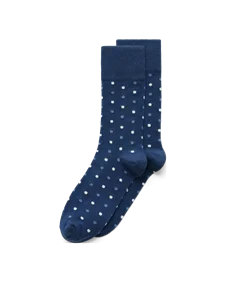 Men's ECCO® Dotted Mid-Cut Socks - Blue - M