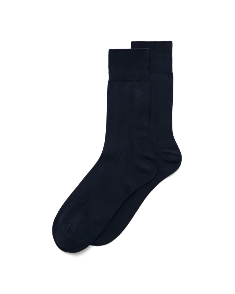 ECCO® Heren geribbelde mid-cut sokken - Marineblauw - M