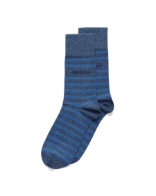 Men's ECCO® Striped Mid-Cut Socks - Blue - M