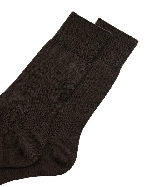 ECCO® chaussettes mi-hautes côtelées pour homme - Marron - D1