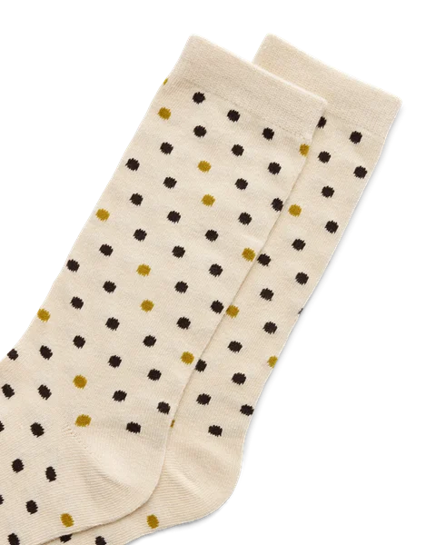 Women's ECCO® Dotted Mid-Cut Socks - Beige - D1
