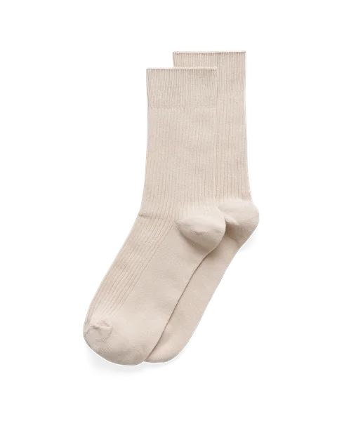 ECCO® Casual chaussettes mi-hautes côtelées unisex - Beige - M
