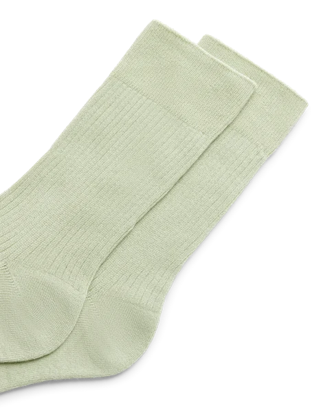 Women's ECCO® Ribbed Mid-Cut Socks - Green - D1