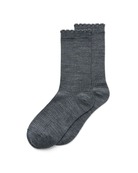 ECCO® dame ribbede halvhøye sokker - grå - M