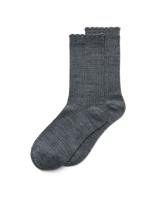 ECCO® dame ribbede halvhøye sokker - grå - M