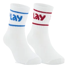 Unisex ECCO® Play Retro Mid-Cut Socks (2-Pack) - White - Main